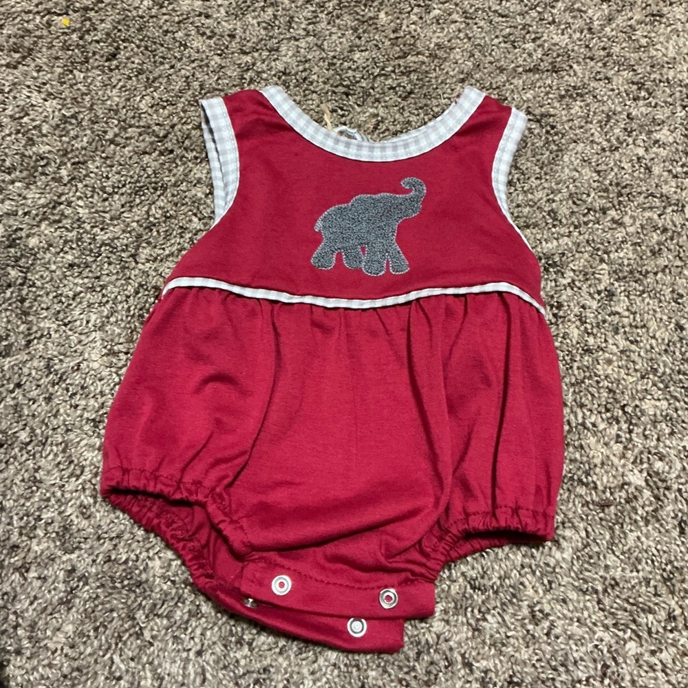 Red Elephant Baby Romper